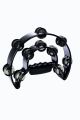 Alice Tambourine Metal Half Moon Musical Instruments Double Row Metal Jingles Hand Held Instruments Percussion with Ergonomic Handle Grip, Tambourines for Adults, Black. 