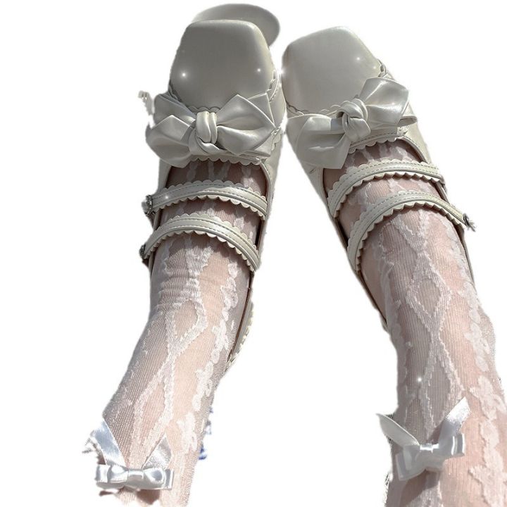 Lolita%20Cute%20Long%20White%20Bow%20Cross%20Print%20Over-the-Knee%20Stockings%20Women's%20Spring/Summer%20Thin%20Glass%20Filigree%20Transparent%20-%20Image%205