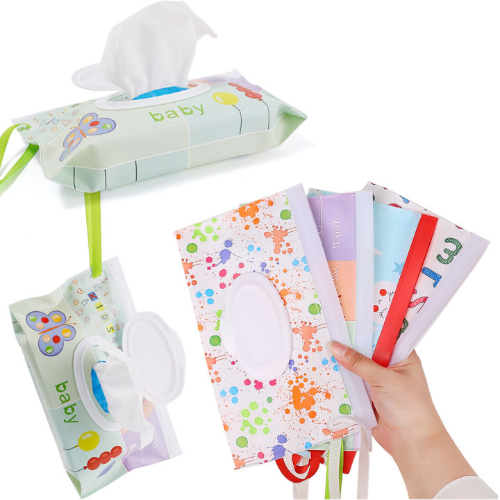 [Timmo House]Portable Baby Tissue Box with Snap Button Wet Wipes Storage Bag Flip Cover Zipper Closure Cleaning Wipes Container Household Storage Supplies