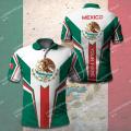 2023 Mexico National Flag Polo Shirt Shield Emblem Round Pattern Men's Clothing 3D Casual Street Fashion POLO Shirt. 