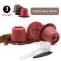 1Pc 3Pcs Coffee Capsule Reu Refillable  Coffee Capsule with Plastic Spoon Filter Pod Brush. 