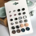 12 Pairs New Fashion Assorted Crystal Druzy Resin Stone Round Earrings Set. 