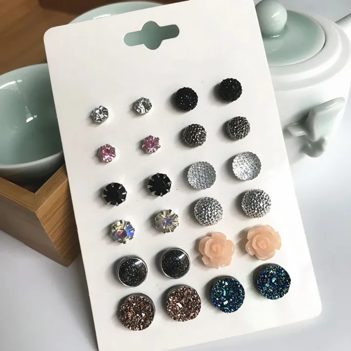 12%20Pairs%20New%20Fashion%20Assorted%20Crystal%20Druzy%20Resin%20Stone%20Round%20Earrings%20Set%20-%20Image%203