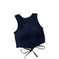 2024 Summer Korean Style Sexy Hot Girl Lace-up Vest All-Matching Sexy Small Sling Fixed Cup round Neck Outerwear Top.