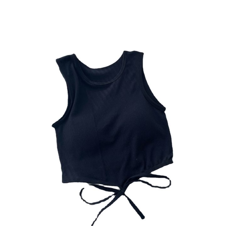 2024%20Summer%20Korean%20Style%20Sexy%20Hot%20Girl%20Lace-up%20Vest%20All-Matching%20Sexy%20Small%20Sling%20Fixed%20Cup%20round%20Neck%20Outerwear%20Top%20-%20Image%205
