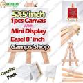 Combo Of 1pcs Nature Arts Mini Display Easel with 1 Pcs 5/5 Canvas For Painting.