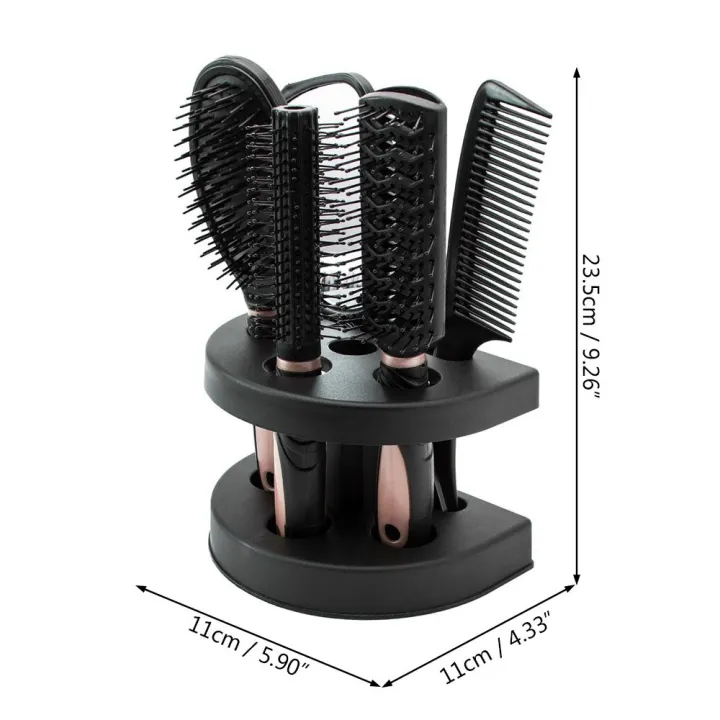 (NEW)5Pcs%20Hair%20Brushes%20Comb%20Set%20Women%20Ladies%20Hair%20Care%20Massage%20Hairbrush%20With%20Mirror%20And%20Stand%20Pink%20-%20Image%202