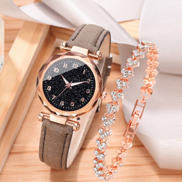 2pcs%20Luxury%20Fashion%20Women%20Watch%20Set%20Colourful%20PU%20Leather%20Strap%20Ladies%20Quartz%20Wristwatch%20Alloy%20Bracelet%20For%20Ladies%20Gift%20-%20Image%205