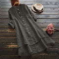 Women's Autumn O-Neck Cotton Linen Baggy T-Shirt Tops Clothes Oversized Ladies Casual Blouse Tee Clothing L-5XL Plus Size 2023. 