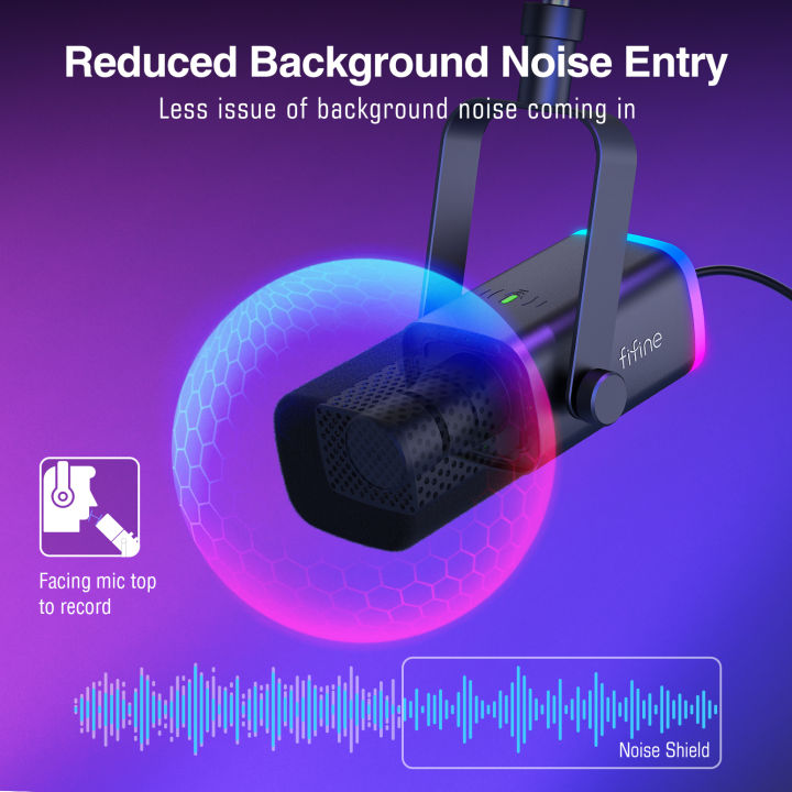 FIFINE%20XLR/USB%20Gaming%20Microphone%20Kit%20with%20Headphone%20Jack/Mute/RGB%20/Arm%20Stand,Dynamic%20Mic%20Set%20for%20PC%20PS5/4%20Mixer%20AmpliGame%20AM8T%20-%20Image%203