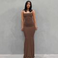 2023 New Summer Spaghetti Strap Black Skims Long Dress Women Sleeveless Solid Skinny Bodycon Trumpet Maxi Dresses Vestidos. 