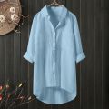 Elegant Cotton Crepe Shirt for Women – Lightweight Tunic with Collar and Button Detailing. 