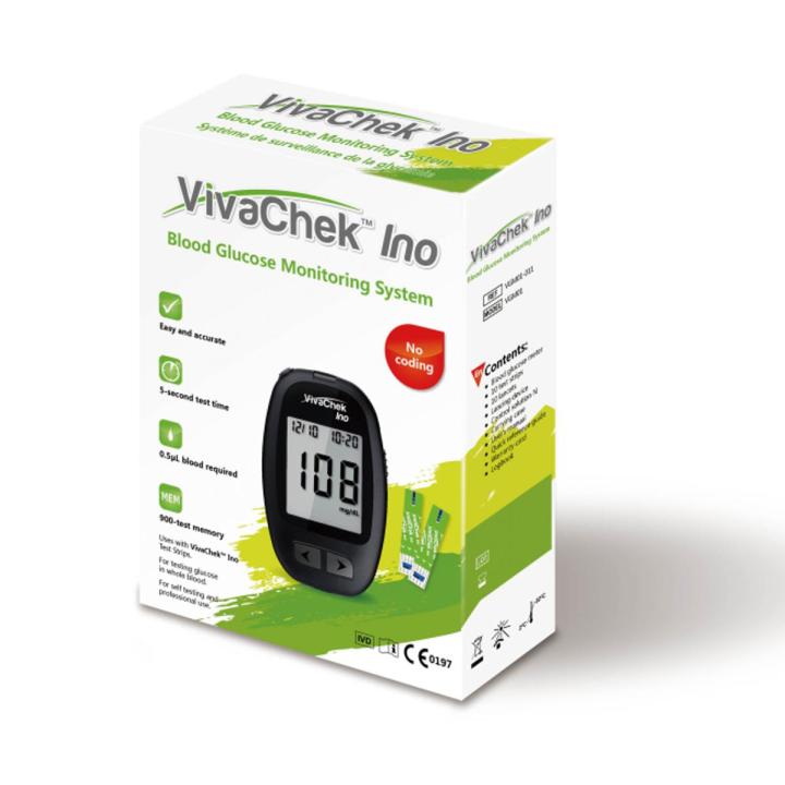 VivaChek Ino Digital Blood Glucose Meter, Glucose Test Meter With Strips