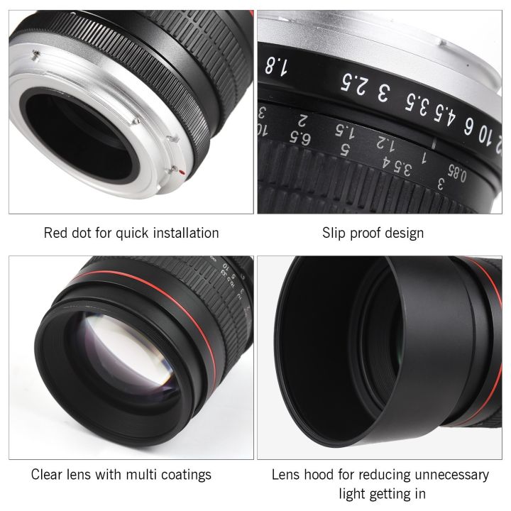 85mm%20Fixed%20Focus%20Camera%20Lens%20F1.8%20Large%20Aperture%20Manual%20Focus%20with%20EF%20Mount%207%20Groups%2010%20Elements%20-%20Image%207