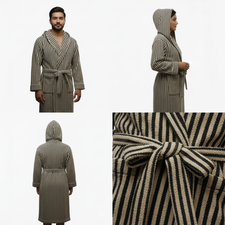 Luxury%20Cotton%20Bathrobes%20%E2%80%93%20100%25%20Terry%20Cotton%20%20Soft%20&%20Absorbent%20SPA%20&%20Home%20Robes%20with%20Hood,%20Belt%20&%20Pockets%20Striped%20Collection%20-%20Image%203