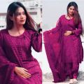 Nazmul fashion museum Indian Soft Net Georgette Sufiya Nazim Shalwar Kameez Four Piece Dress for Women.