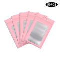50 Pcs Pink Matte Zipper Plastic Bag/ Food Grade Frosted Self Sealing Bags/ Jewelry Anti Oxidation Portable Reclosable Pouch. 