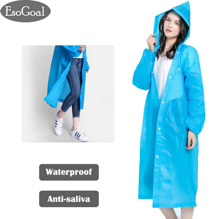 EsoGoal Transparent Raincoat P-oncho Rainwear EVA Rain Cape Waterproof Portable E-nvironmental Light Rain Coat with Hat Long Use Thick Unisex for Outdoor and Travel