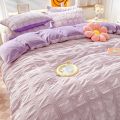 Home Textile Winter Coral Velvet Quilt Cover Four Piece Set Seersucker Duvet Cover Bed Sheet Pillowcase Comforter Bedding Set. 