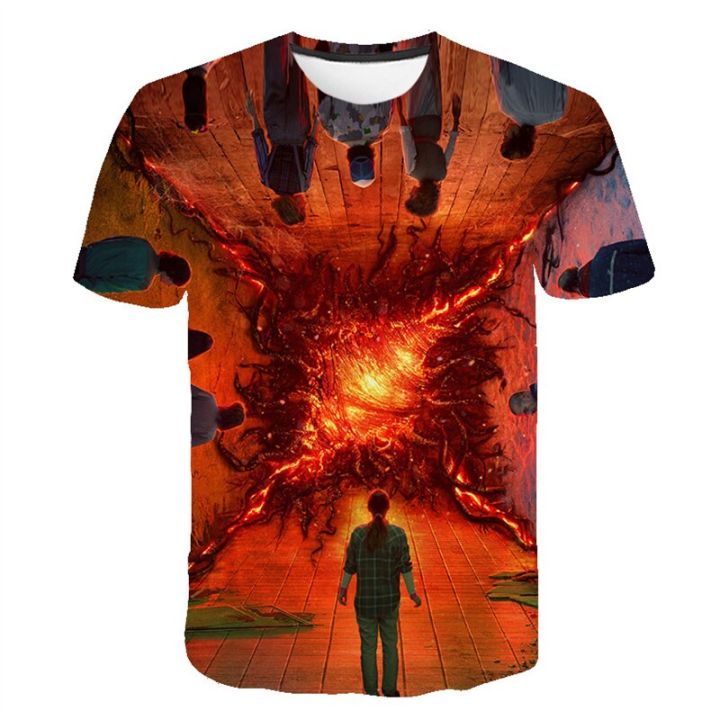 Kids Stranger Things 4 T-shirts Cartoon Printed Girls Tees Children Stranger Things 4 Tops Short-sleeve Hellfire Club Clothes
