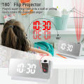 USB LED Mirror Projection Alarm Clock  Digital Snooze Rotated Display. 