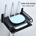 Floating Wall Shelf for Tv Components, Space Aluminum Router Wall Mount Shelf Bracket, Tv Accessories Shelves for Cable Boxes,DVD Player, Game Console, Smart Speaker, Mini Projector.