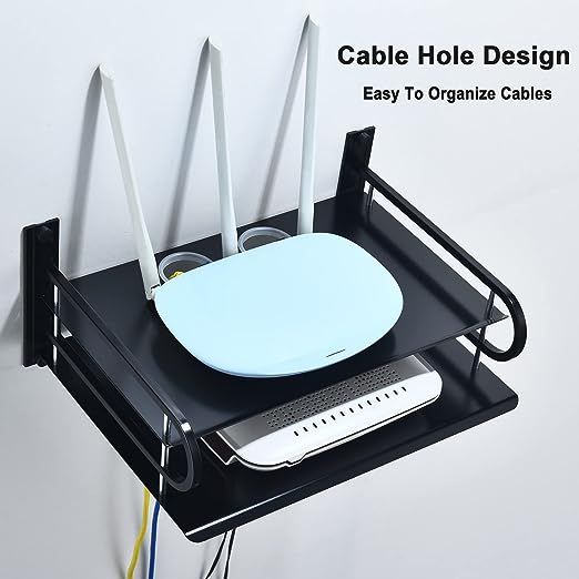 Floating Wall Shelf for Tv Components, Space Aluminum Router Wall Mount Shelf Bracket, Tv Accessories Shelves for Cable Boxes,DVD Player, Game Console, Smart Speaker, Mini Projector