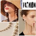 Trendy Created Big Simulated Pearl Drop Earrings Baroque Beaded Statement Long Dangle Earrings Jewelry For Women.