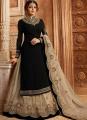 Black Georgette Embroidery Semi Stitched Party Wear / Bridal suits Dress for Women. 