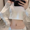 Women Rhinestone Dangle Belly Button Chain Navel Piercing Ring Body Jewelry Waist Chain Button Summer Beach Jewelry. 