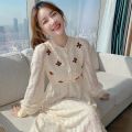 Knitting Maxi Dresses for Women Female Korea Style Slim Embroidery Warm Wool Long Sleeve Woman Dress Party 2022 Autumn Winter. 