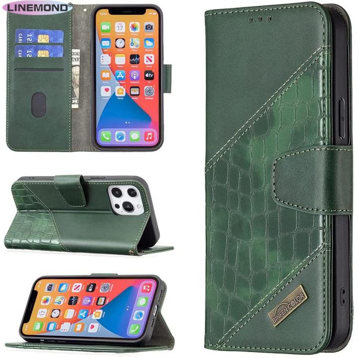 Case for iPhone 12 Pro Max Wallet Case Crocodile Pattern Flip