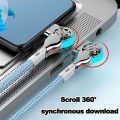 Original 65W USB Type C Fast Charger Date Cable For iPhone 14 13 12 11 Pro Max 180 Rotating Game Lightning Quick Charging Cable.