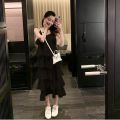 Ruffles Dress Women Spaghetti Strap Ulzzang Summer Holiday All-match Casual Loose Friend Solid Simple Ins V-neck Ladies Clothes.