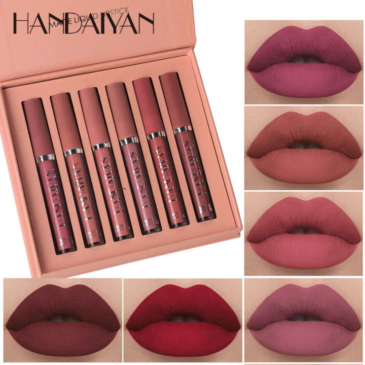 Glaze%20Set%20HANDAIYAN%20Han%20Daiyan%20Beauty%20Matte%20Lipstick%20Waterproof%20Non%20Staying%20Cup%206%20Lip%20Brilliance%20Gift%20Box%20-%20Image%203