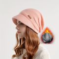 1pcs Warm And Stylish Winter Baggy Beanie Hat With Brim For Women.