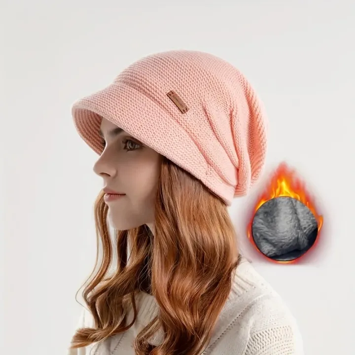 1pcs%20Warm%20And%20Stylish%20Winter%20Baggy%20Beanie%20Hat%20With%20Brim%20For%20Women%20-%20Image%206