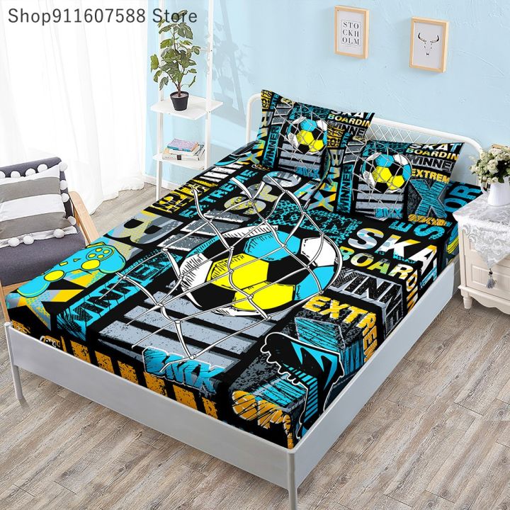 Football%20Sports%20Mattress%20Protector%20Soccer%20Bedding%20Elastic%20Fitted%20Sheet%20Kids%20Bed%20Cover%20Twin%20Full%20King%20Size%20-%20Image%204