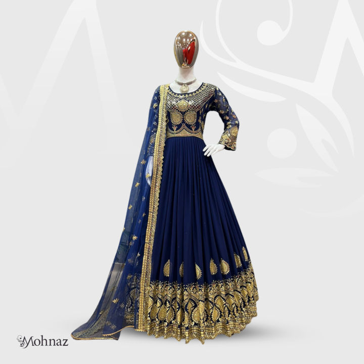 Readymade Georgette Embroidered Party Dress-30