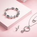 Volayer 925 Sterling Silver Bracelets Butterfly Clasp T-bar Heart Moments Beads Pavé Snake Chain Bracelets Friendship Bangles.
