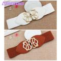 Retro Dress Belt Stylish Heart Buckle Elastic Belt for Women Perfect for Dresses Coats Parties Daily Wear Faux Leather Waistband Versatile Chic Accessory Practical Faux Leather Belt.
