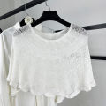 Knitted pullover shawl with hollow decorations, breathable, elegant, versatile shoulder pads, cervical spine protection, sun protection shawl with skirt. 