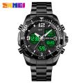 SKMEI 1649 Stainless Steel Mens Waterproof Watch Luxury  Analog and Digital Quartz Watches. 