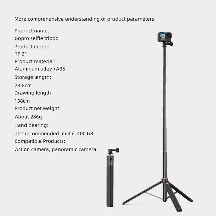 VRIG%20TP-21%20Selfie%20Stick%20Tripod%201.4M%20Action%20Camera%20for%20Insta360%20GoPro%20Hero%2010%209%208%207%20AKASO%20SJCAM%20OSMO%20Action%20Cameras%20-%20Image%207