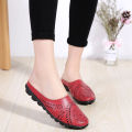 Cross-border plus-size summer cowhide bag head wisp empty semi-slippers women's fashion wear outside Internet celebrity flat bottom no heel women's sandals. 