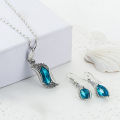 Carat 2Pcs/Set Women Neckle Earrings Adjusle Blue ury Pendant Neckle Hook Earrings. 