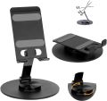 Foldable rotating metal mobile phone stand - Black.