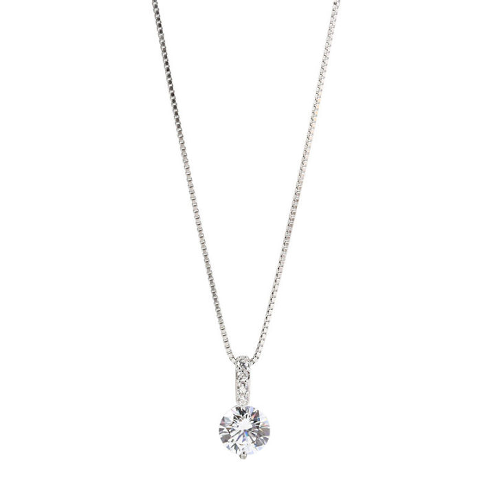 Fashion%20925%20Sterling%20Silver%20Round%20Zircon%20Necklace%20Minimalist%20Style%20Charm%20Choker%20Pendant%20Party%20Gift%20For%20Women's%20Fine%20Jewelry%20-%20Image%203