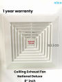 National Deluxe 8 inch Ceiling Exhust fan =1 Year warranty Size(25X16X25.3 CM).