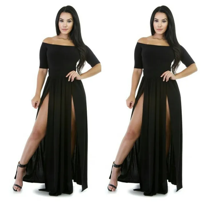 Women%20Sexy%20Slash%20Neck%20Maxi%20Dress%20Solid%20Color%20High%20Slit%20Formal%20Party%20Dress%20Fashion%20Slim%20Summer%20Dress%20Vestido%20De%20Mulher%20-%20Image%204